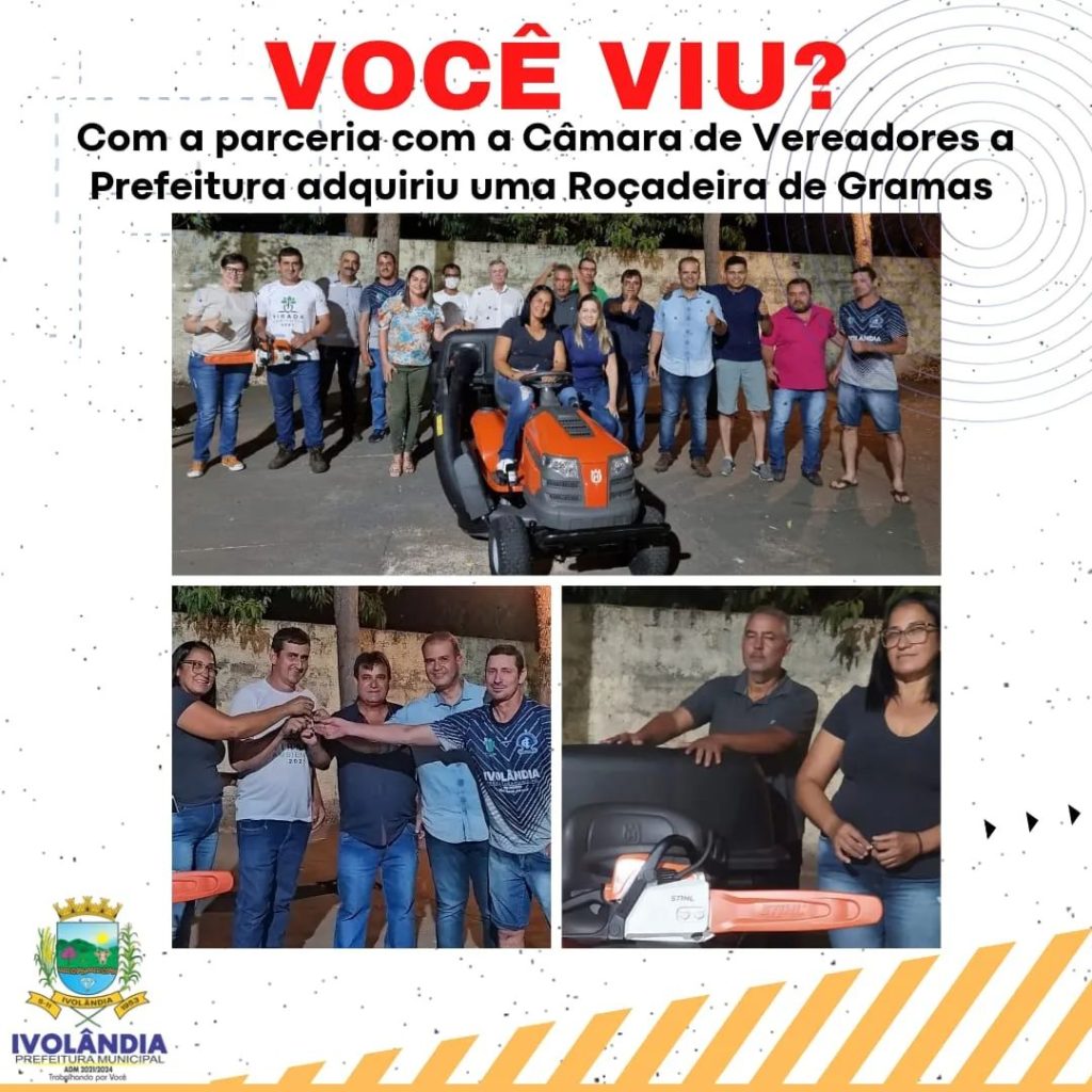 Em Parceria Com a Câmara de Vereadores a Prefeitura Adquiriu Uma Roçadeira de Gramas